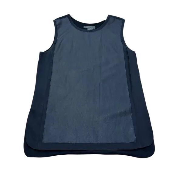Vince Black Silk Leather Panel Sleeveless Top 2010s - Picture 1 of 6